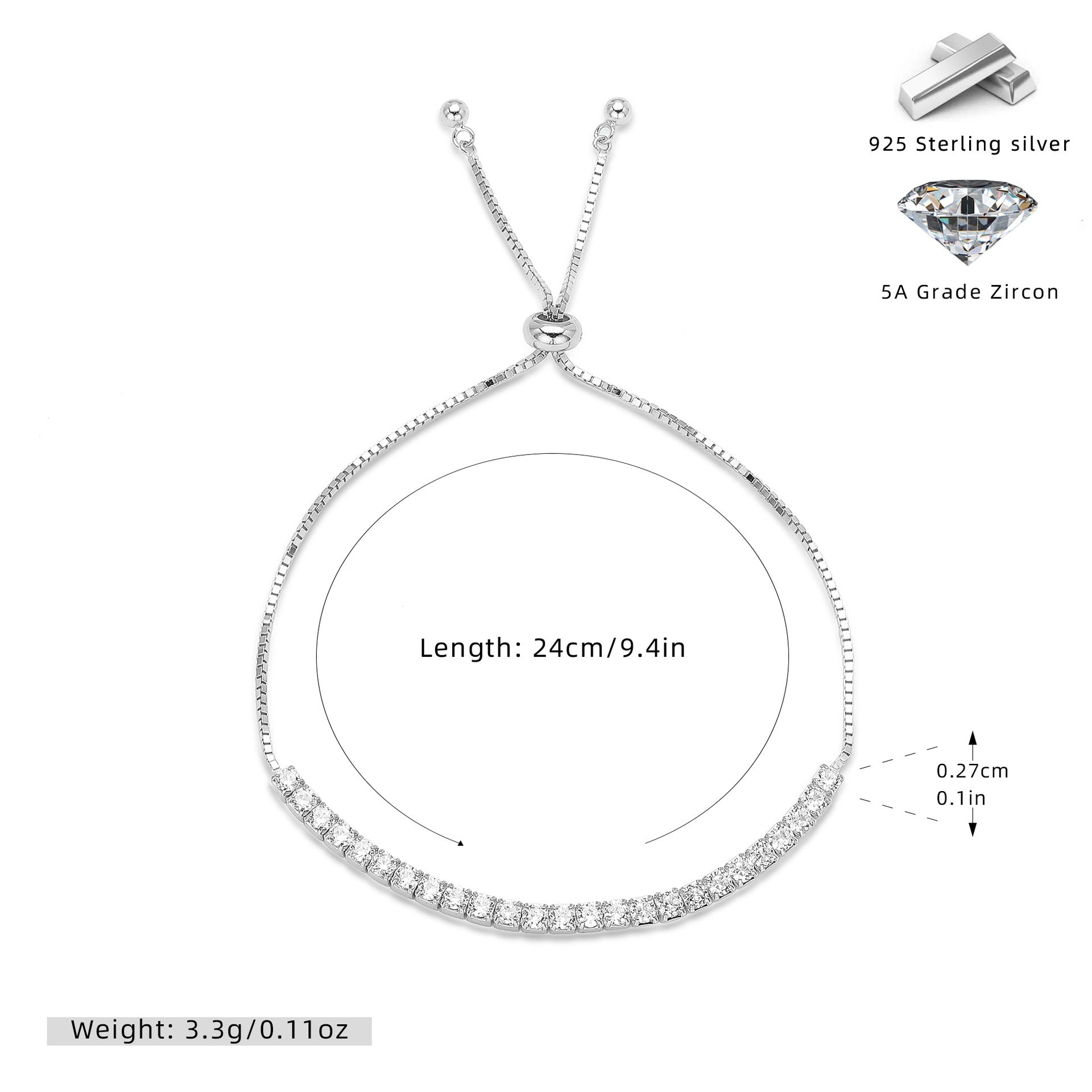 A Minimalist Design Enhanced With Delicate Zircon Accents On The Bracelet