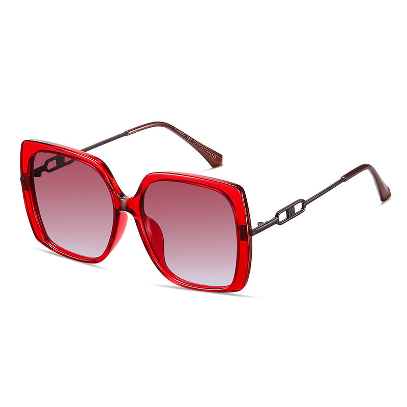 Large Framed Metal Polarized Sunglasses For Women