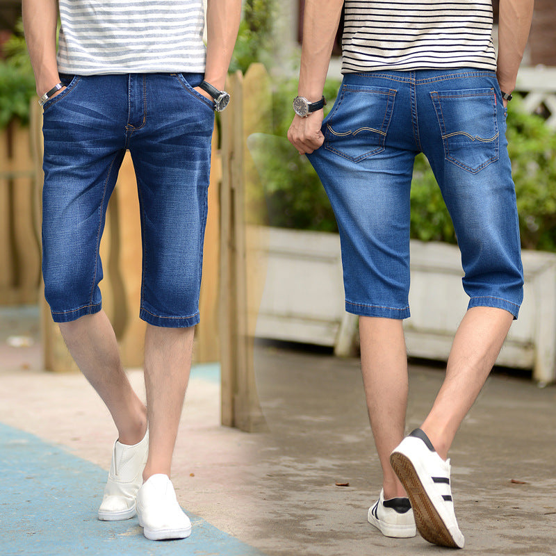 Cropped Denim Shorts Men's Youth Ultra-thin