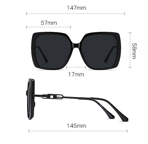 Large Framed Metal Polarized Sunglasses For Women