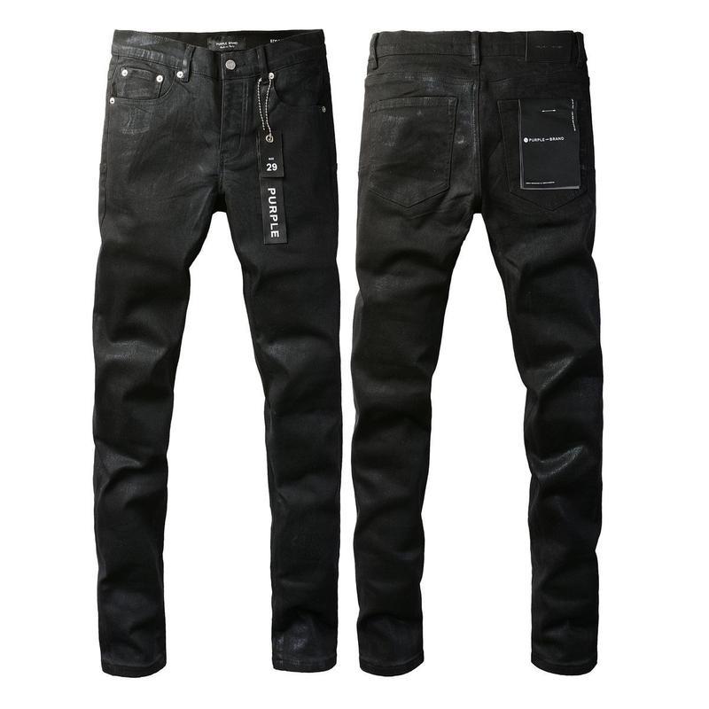 Foreign Trade Trend New Purple Black Slim Fit Button Jeans