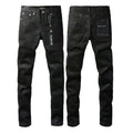 Foreign Trade Trend New Purple Black Slim Fit Button Jeans