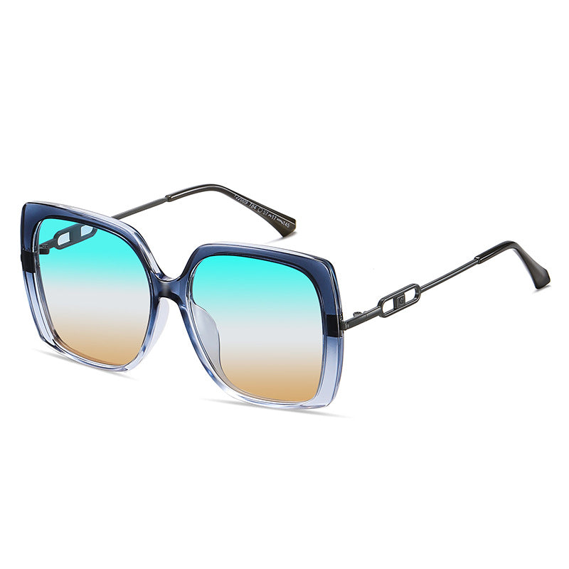 Large Framed Metal Polarized Sunglasses For Women