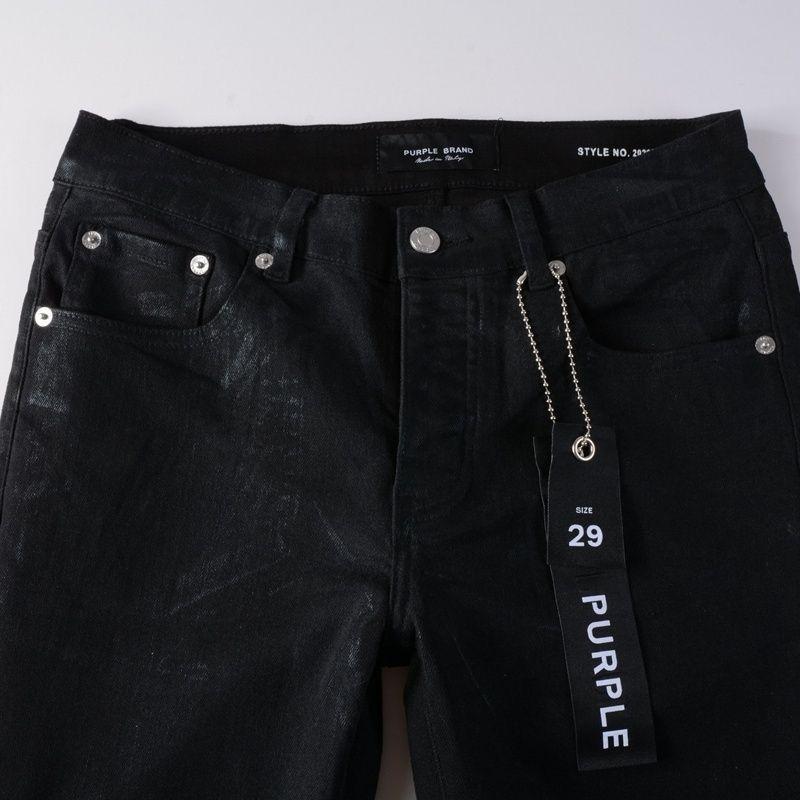 Foreign Trade Trend New Purple Black Slim Fit Button Jeans