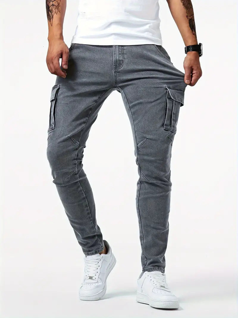 European And American Men's Side Pocket Skinny Jeans