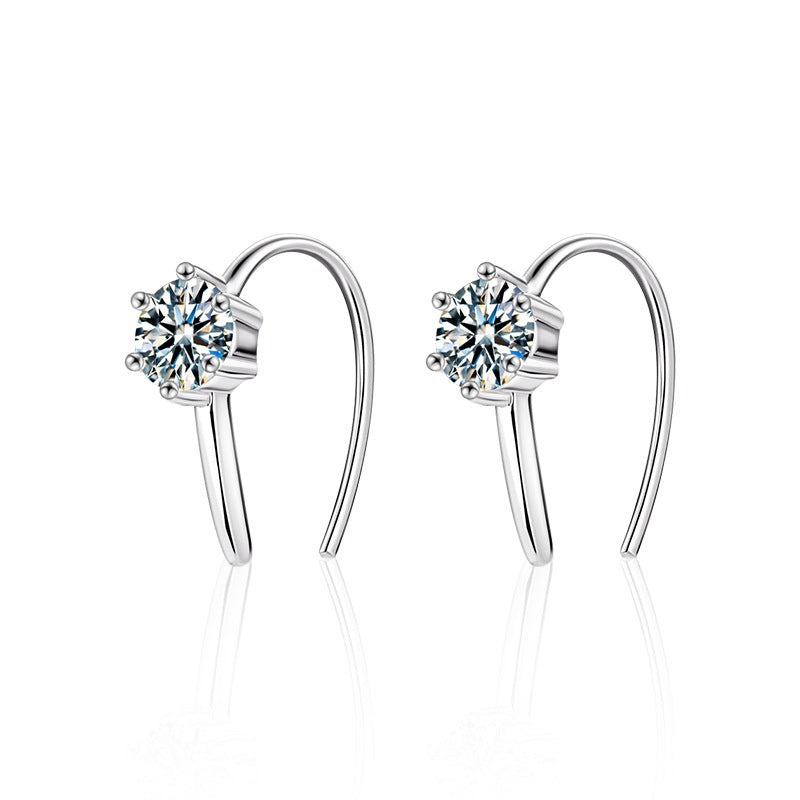 925 Sterling Silver U-Shaped Stud Fashionable Minimalist Moissanite Earrings