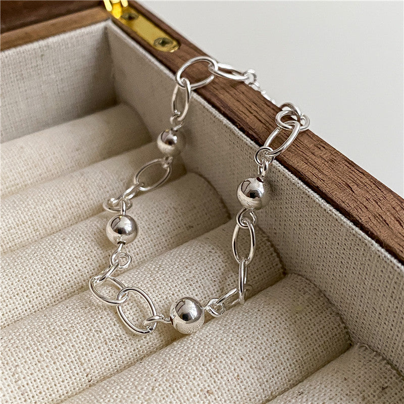 925 Sterling Silver Round Bead Silver Handmade Bracelet  Vintage Jewelry