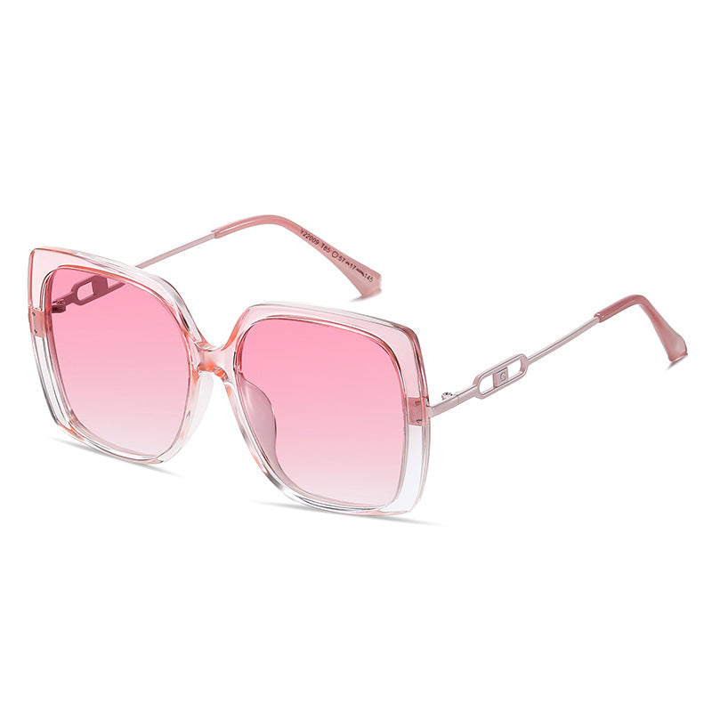 Large Framed Metal Polarized Sunglasses For Women