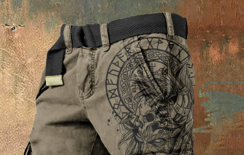 3D Personality Printing Stylish Shorts Zipper Men's Pants