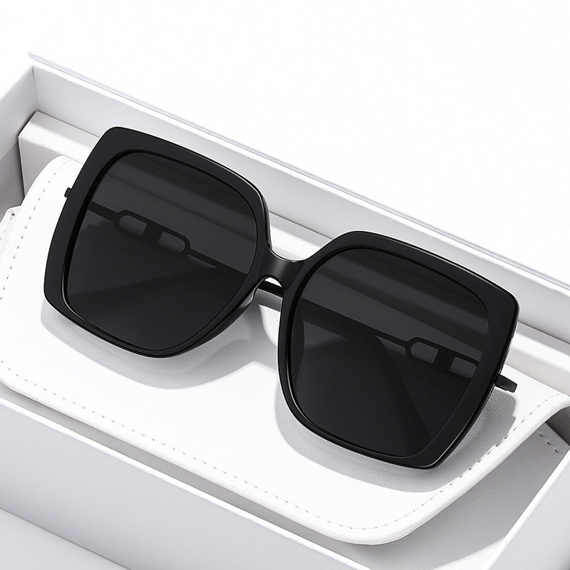 Large Framed Metal Polarized Sunglasses For Women