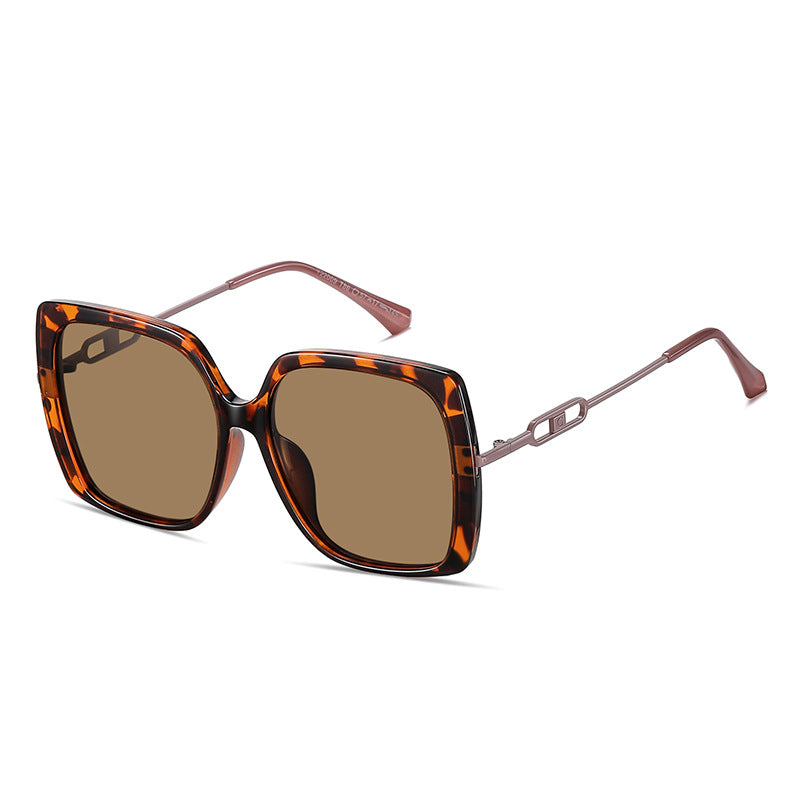 Large Framed Metal Polarized Sunglasses For Women