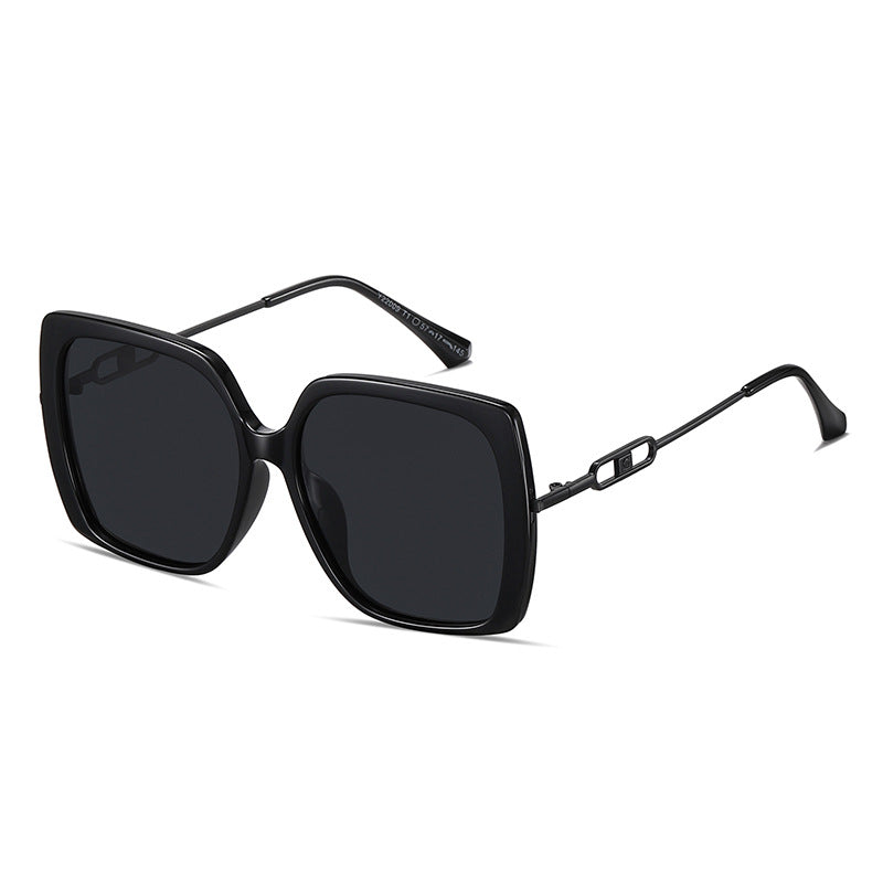 Large Framed Metal Polarized Sunglasses For Women