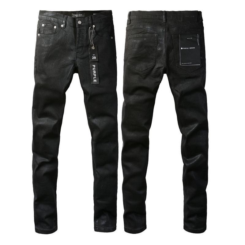 Foreign Trade Trend New Purple Black Slim Fit Button Jeans