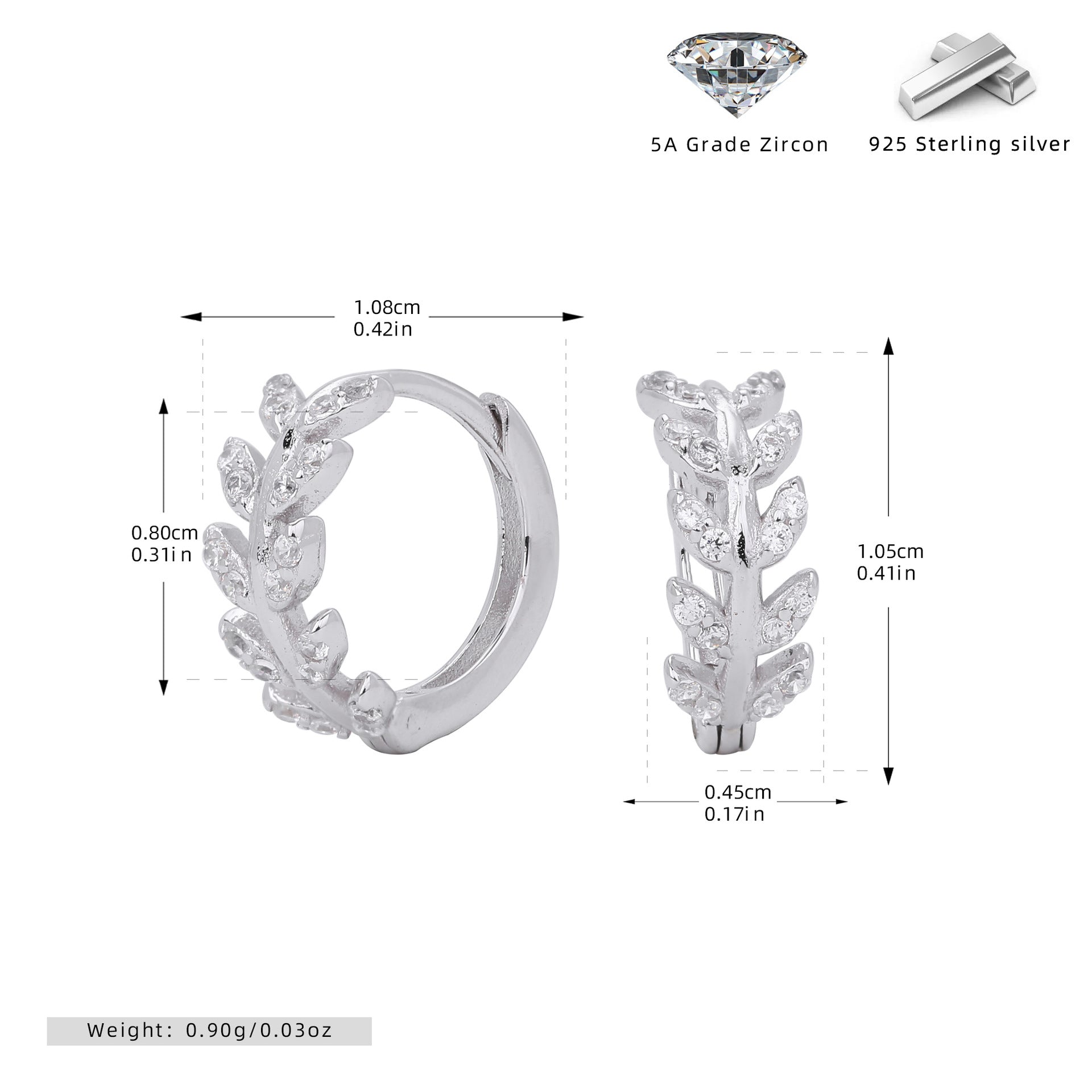 Advanced Cartilage-Piercing Earrings With Zircon And Diamond Inlays