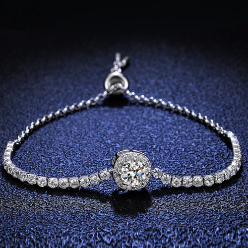 925 Silver Bracelet With Cubic Zirconia, Square-shaped, Minimalist Design