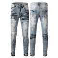Ripped Jeans Men's Slim Fit Light Blue